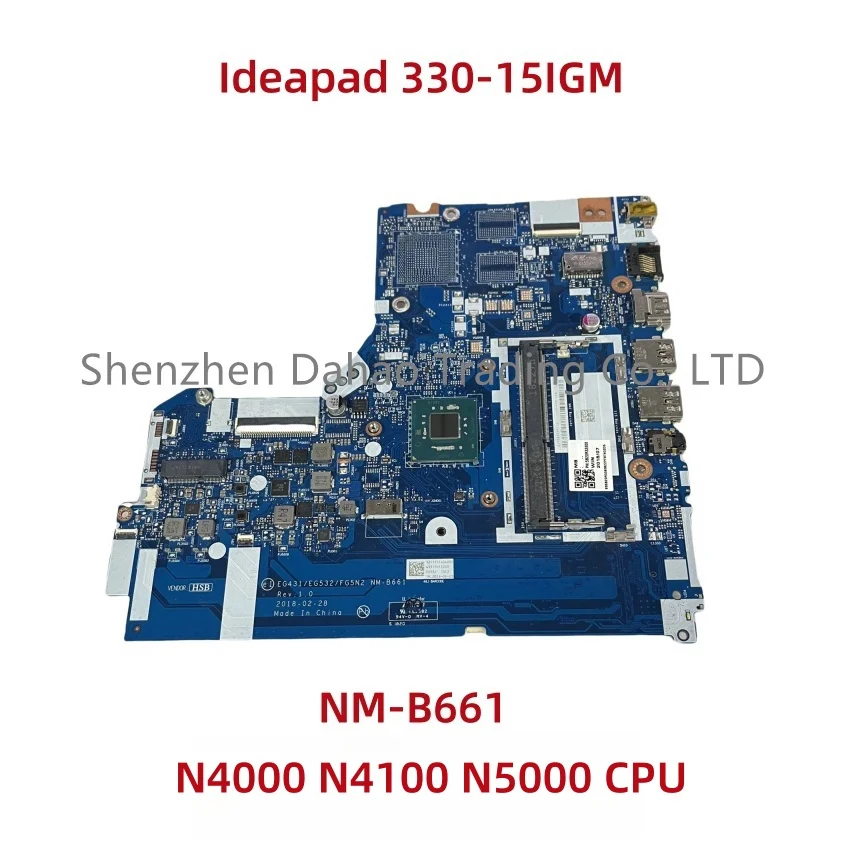 For Lenovo Ideapad 330-15IGM Laptop Motherboard NM-B661 With N4000 N4100 N5000 CPU DDR4 FRU:5B20R33801 5B20R33808 B20R33812