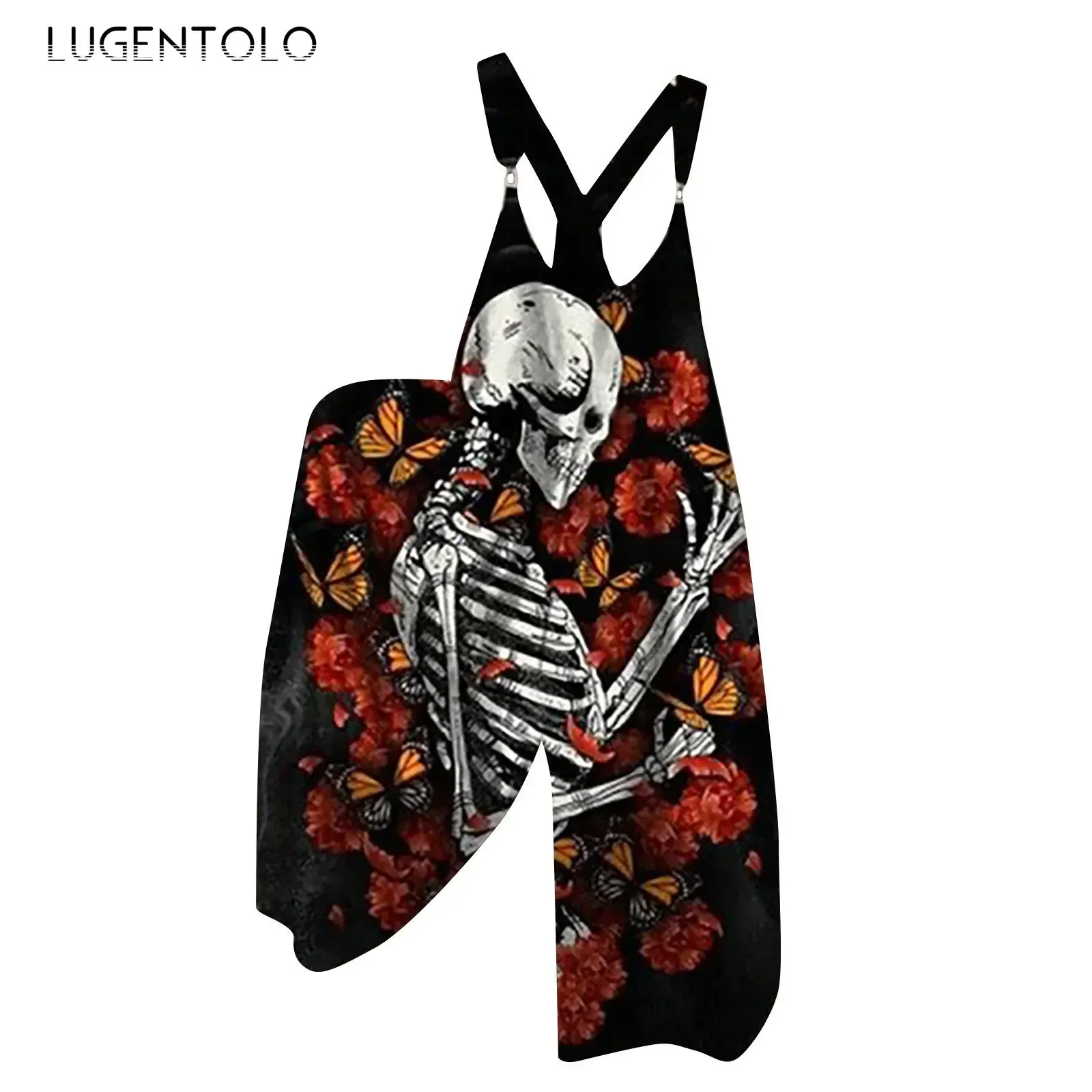 Women Casual Jumpsuits Sleeveless Multi-pattern Skull Print Summer Fashion Female Loose Street Thin Jumpsuit Part 2