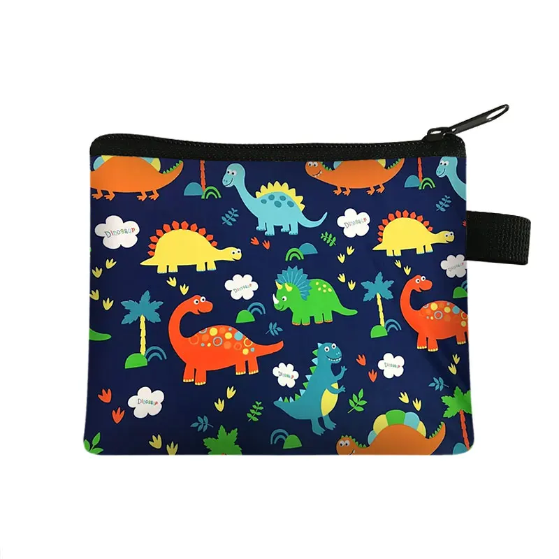 Cartoon nadruk w dinozaury Anime portfel męska portmonetka dla dzieci kobieta Zipper Crossbody torba torebki kluczowe etui na karty kredytowe torba