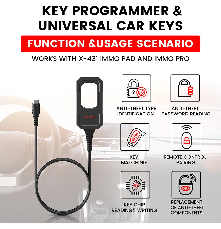 Launch-Programmateur de clé à distance X431, uniquement utilisé avec le programmeur de clé IMMO ELITE / IMMO PLUS