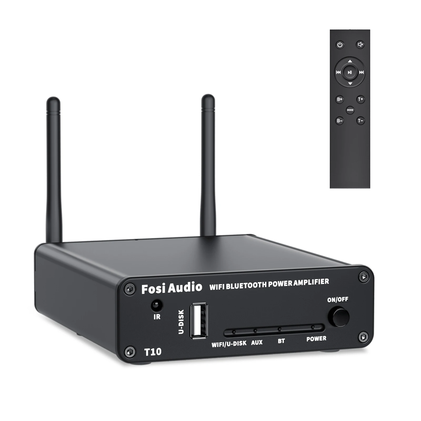 Fosi Audio T10 100W HiFi-Verstärker Stereo-Sound Audio-Verstärker mit Wi-Fi 2.4G Bluetooth U-Disk APP Fernbedienung TPA3116