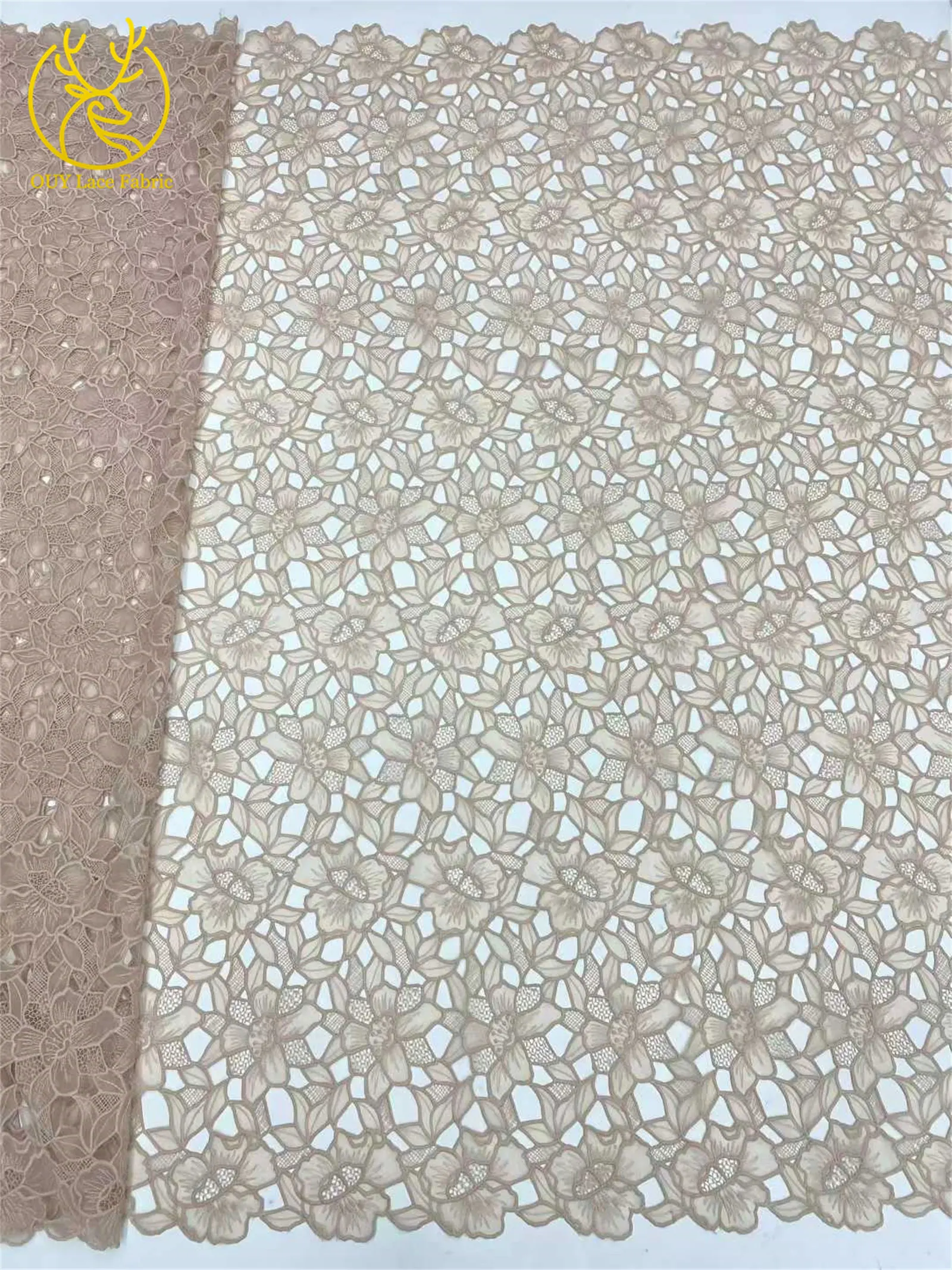 Eleganter französischer Mesh-Spitzenstoff 2026 Luxuriöser afrikanischer Stickerei-Tüll für Braut- und Abendkleider DIY Nähen 5 Yards – Detail 18