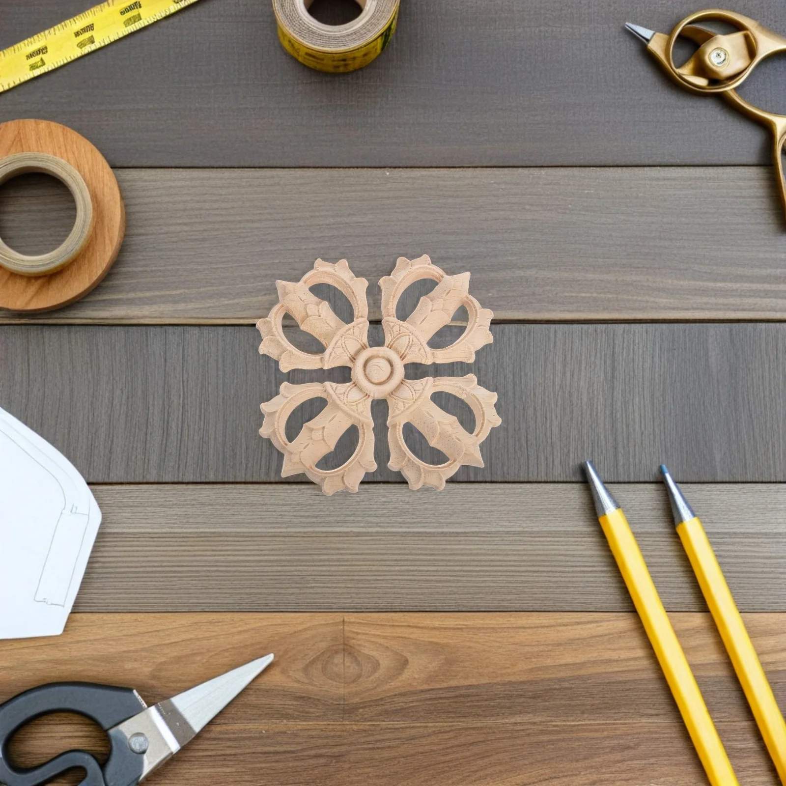 6 قطع من الخشب الأنيق المصنوع يدويًا يزين زخرفي غير مطلي لإطارات خزائن الأثاث وتحسين المنزل بنفسك