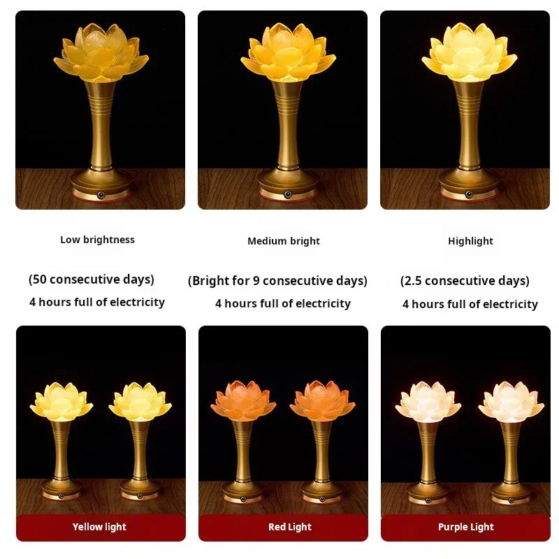 Buddha lamp for Buddha lamp Buddha lamp charging style a pair of led household Guanyin lamp lamp lotus flower lamp Set of 2