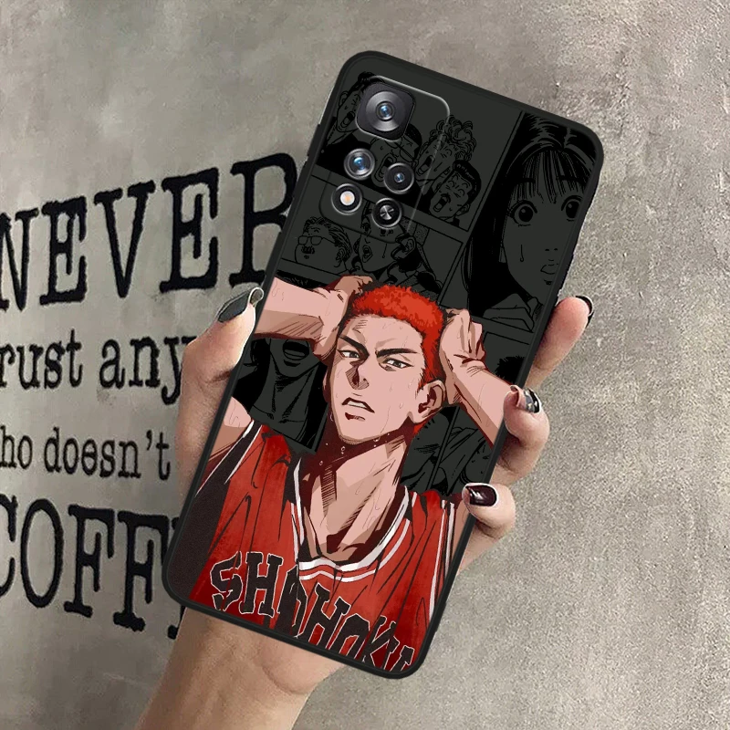 S-lam D-unks Anime For Redmi Note 13 12 Turbo 11T 11P 11E 11S 10T 10S 10 9 Pro Plus Max Silicone Black Phone Case