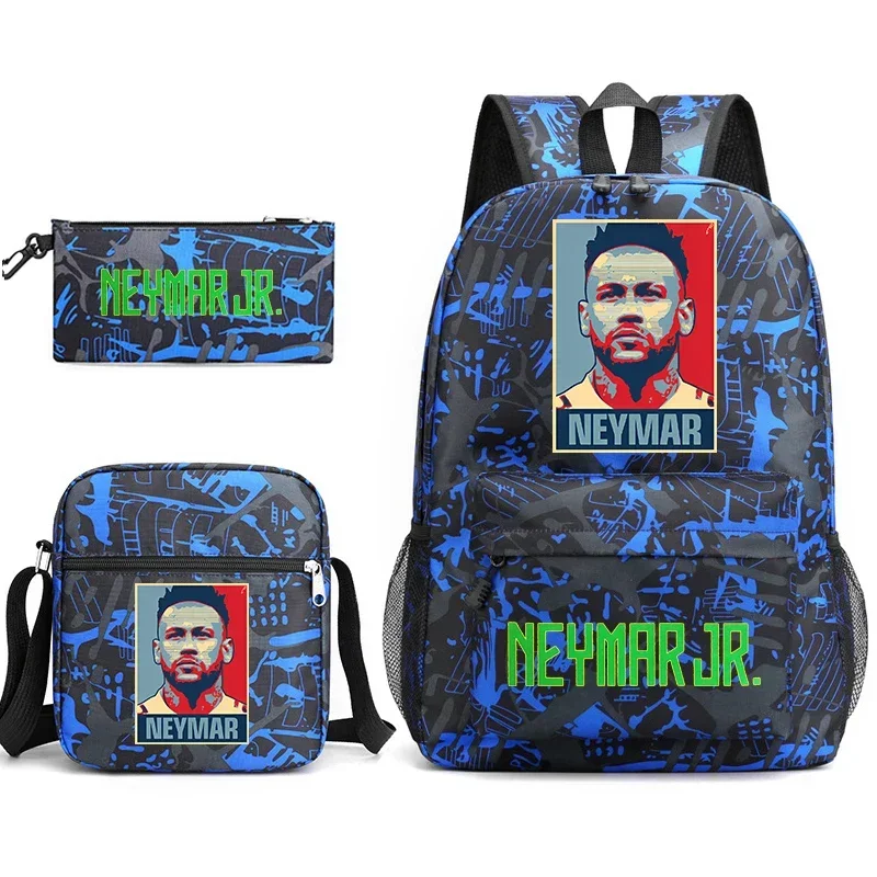 Conjunto de bolsa escolar para estudantes com estampa Neymar Avatar, mochila casual, bolsa de ombro, conjunto de 3 peças