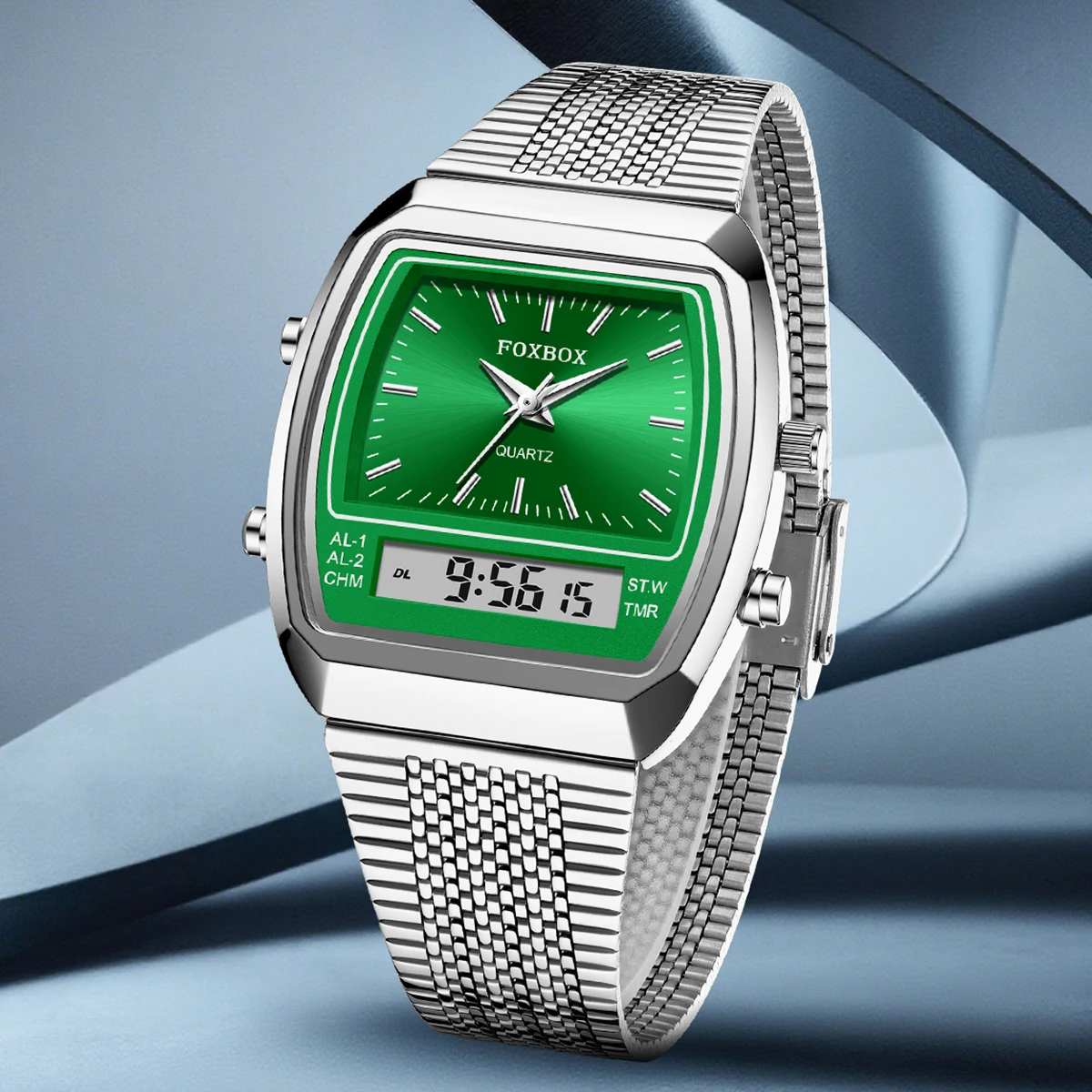 FOXBOX-reloj electrónico de cuarzo para hombre, multifunción, con pantalla Dual, luminoso, resistente al agua, informal, Digital