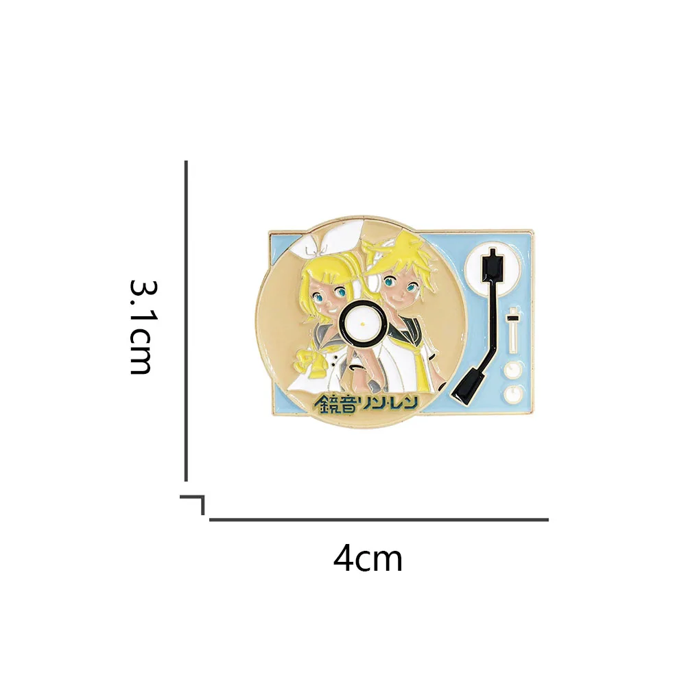Cute comic image lapel pin twins mirror virtual singer character idol electronic music creation art album fan gift metal badge
