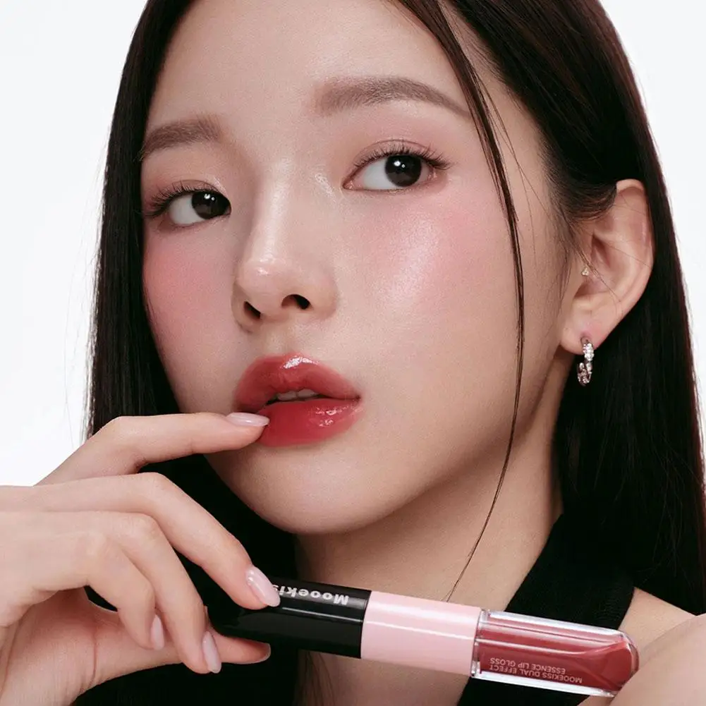 ダブルヘッドミラーウォーターライトリップグレーズ防水リップグロスマットベルベット液体口紅持続セクシーな赤い唇韓国メイク