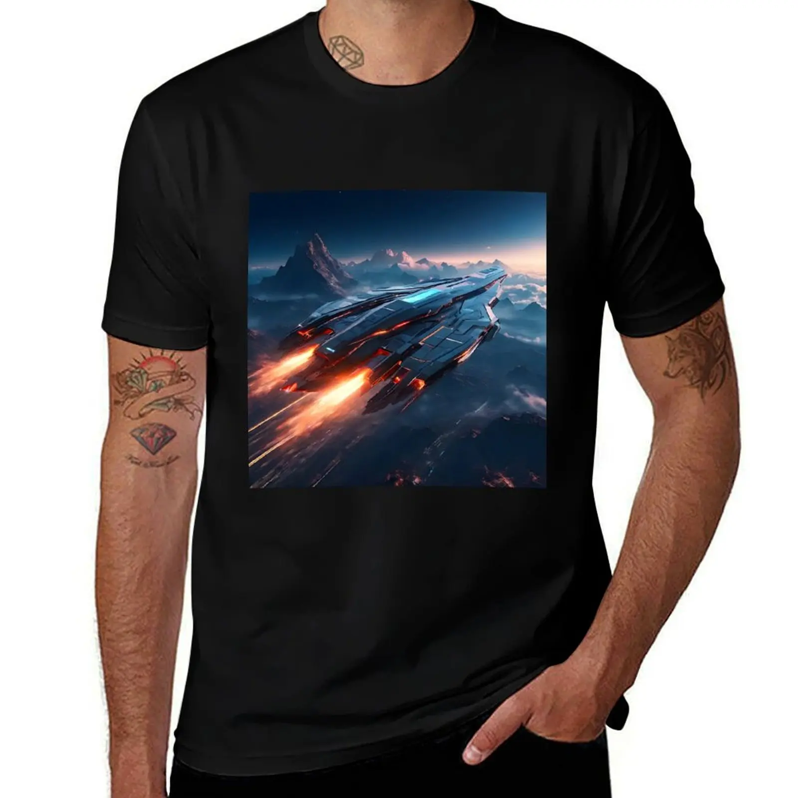 

man T-Shirt T-Shirt t shirt shirts Spaceship t for man printed t man plain shirt cotton