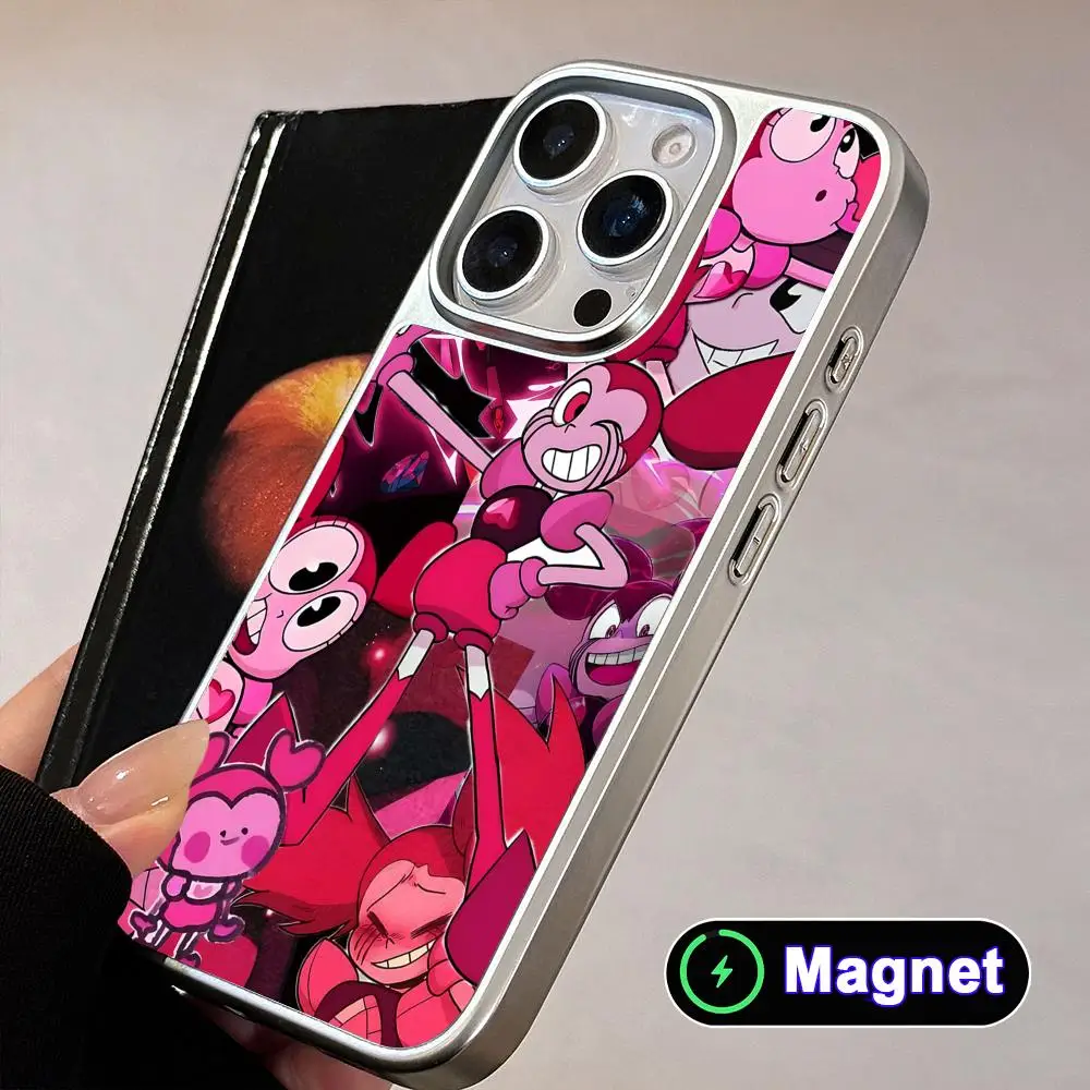 

Steven Universe Spinel Phone Case for iPhone 17 16 15 14 13 12 11 Air Pro Max Plus Electroplated Silver Magsafe Cover