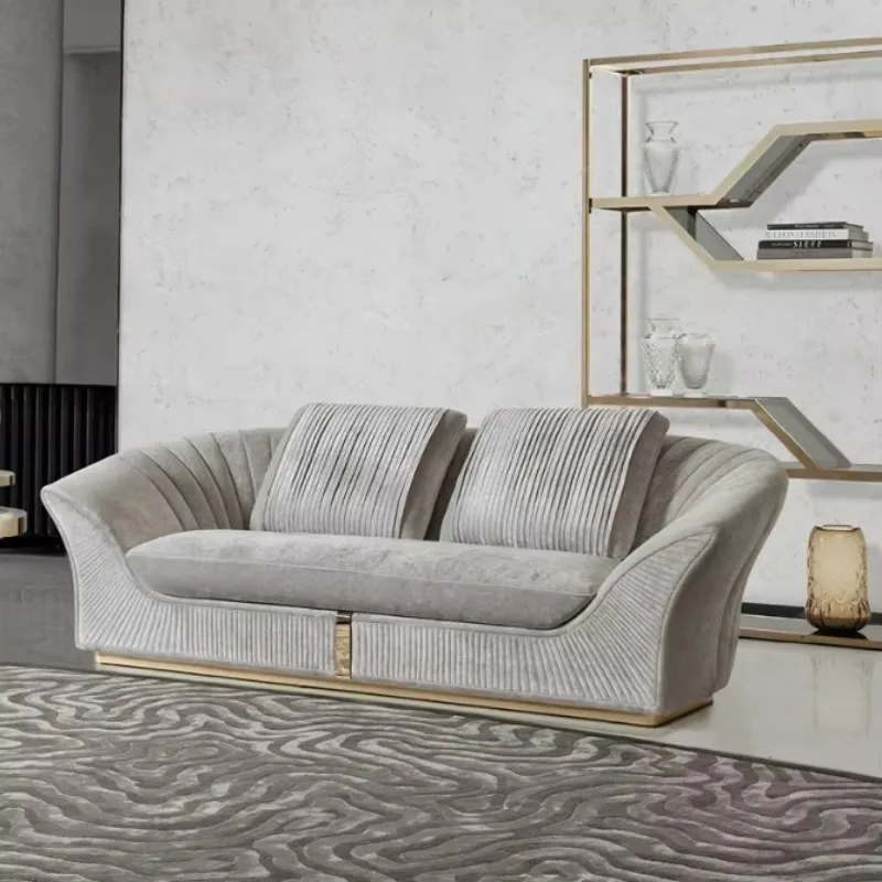 pk-Luxury modern high-end double retractable sofa set, hotel filled wooden leg environmentally friendly brushed cover