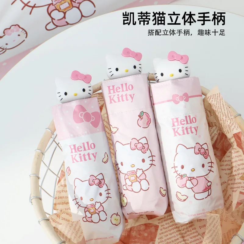 

Sanrio Kawaii Manual Parasol Umbrella Cartoon Hello Kitty Anime Folding Sun Protection Umbrella Girls Rainy Umbrella Portable