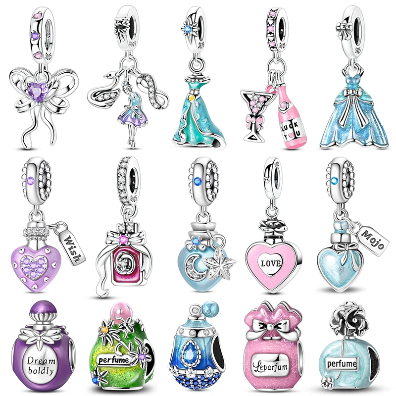 

Стильная серия 925, серебряный парфюмерный бант, дизайн, очаровательные бусины, подвеска, подходит для оригинального браслета, браслет-подвеска, сделай сам, женские ювелирные изделия