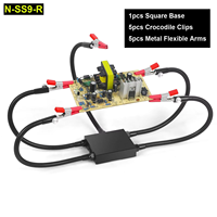 NEWACALOX Third Helping Hand Soldering Station 5pcs Flexible Arms PCB Holder Welding Repairing Workbench Alligator Clip Tool