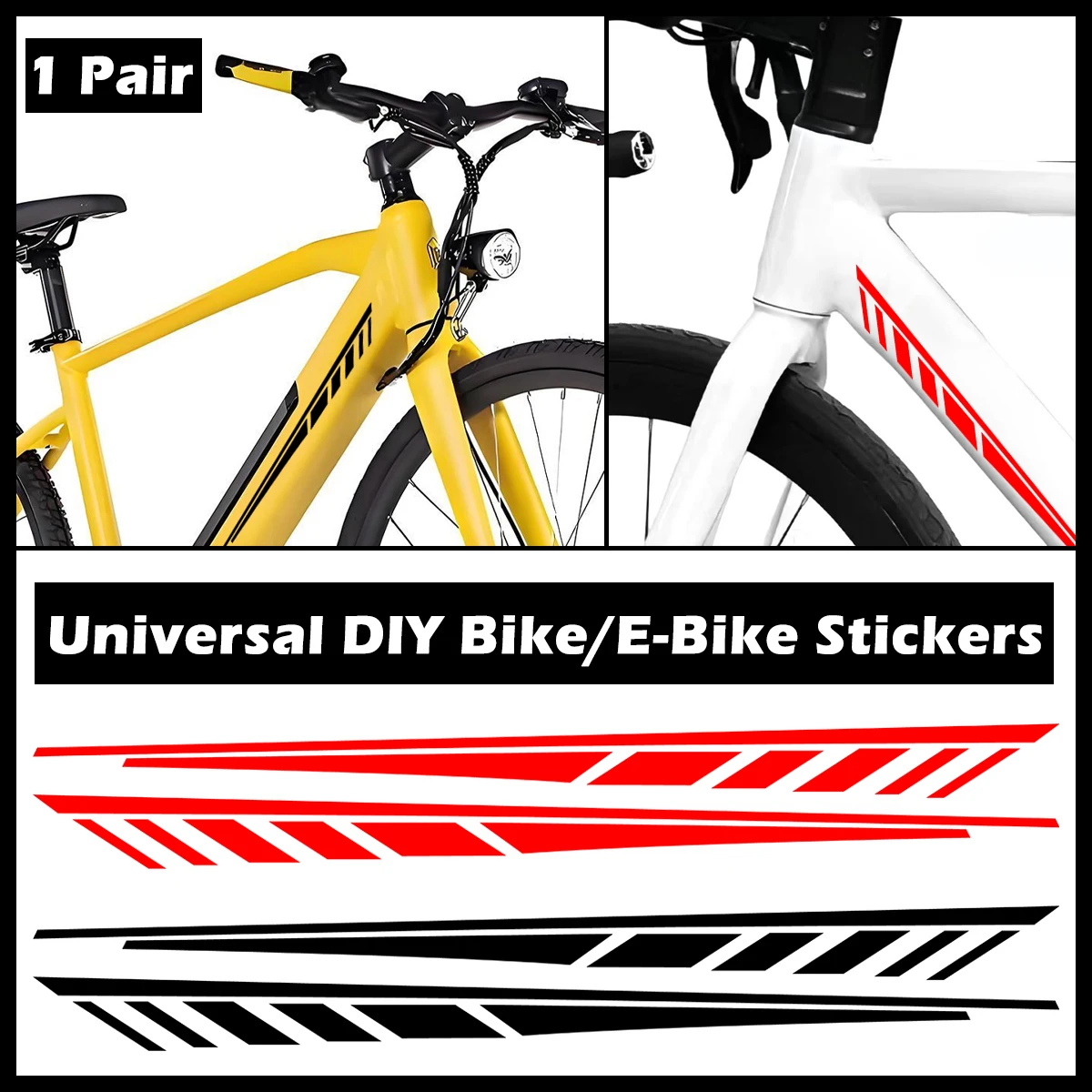 1Pair Universal DIY Bike E-Bike Frame Stickers Bicycle Body Road MTB Bikes Scooter Motorcycle Reflective Vinyl Decal Accessories
