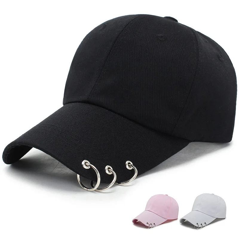 Unisex Fashion Baseball Cap Solid Color with Ring Sun Protection Casual Cap Adjustable Four Seasons