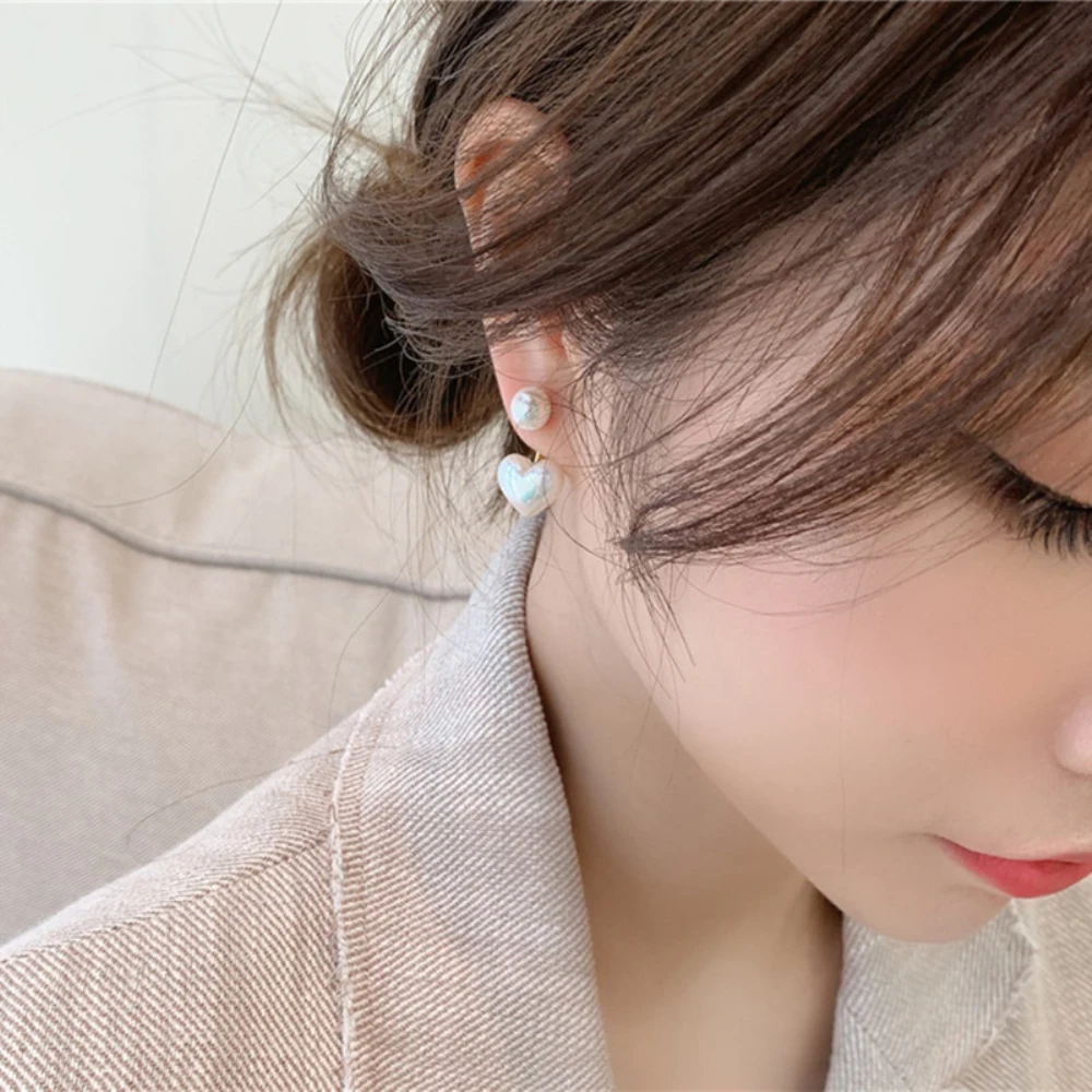 Fashion Earrings Sweet All-match Earrings Sweet Temperament Earrings Heart-shaped Pearl Earrings Popular Highest Rating Elegant