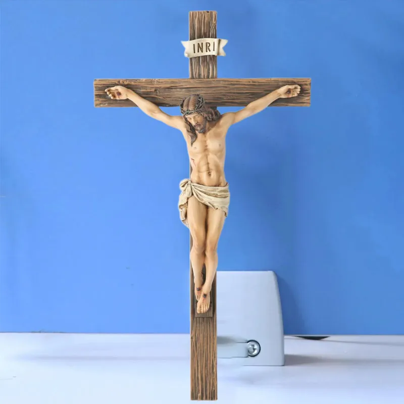الدينية يسوع الصليب الصليب تمثال القديس الكاثوليكية تمثال الحرف الجدار شنقا زخرفة لديكور المنزل المسيحي