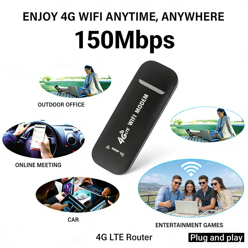 أنيق 4G USB دونغل ثنائي الوضع مودم/جهاز توجيه 150Mbps مفتوح هوت سبوت واي فاي محول الشبكة اللاسلكية عالية السرعة الوصول إلى الإنترنت #2