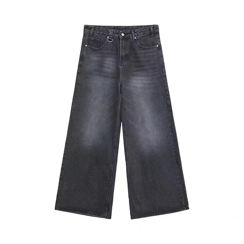 2026 Summer Men Baggy Jeans Unisex Vintage American Style Straight Wide Leg Denim Pants Fashion Brand Hot Sale Casual Trousers