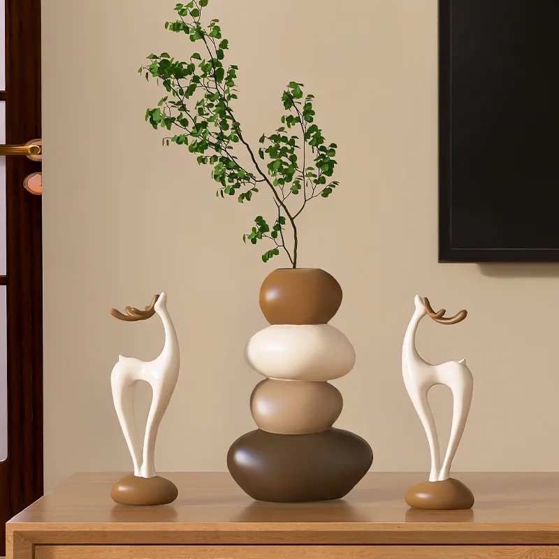 

Home Decor Fortune-telling Vase Fawn Desktop Decoration Ornament Living Room Dining Room TV Cabinet Move-in Gift for Friends