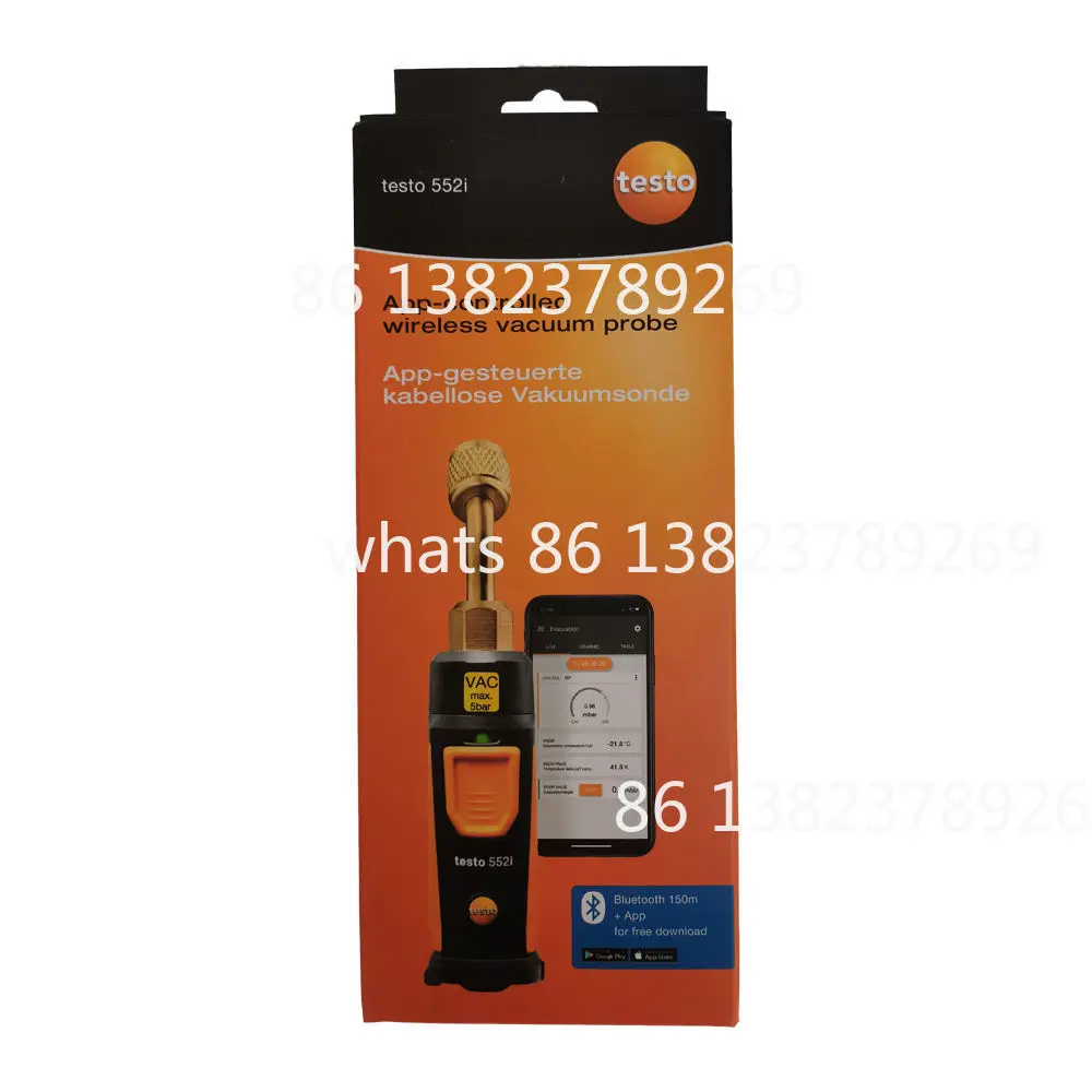 Testo 552i App-Controlled Wireless Vacuum Probe Precision Digital Vacuum Gauge Pressure Gage for Air Conditioning