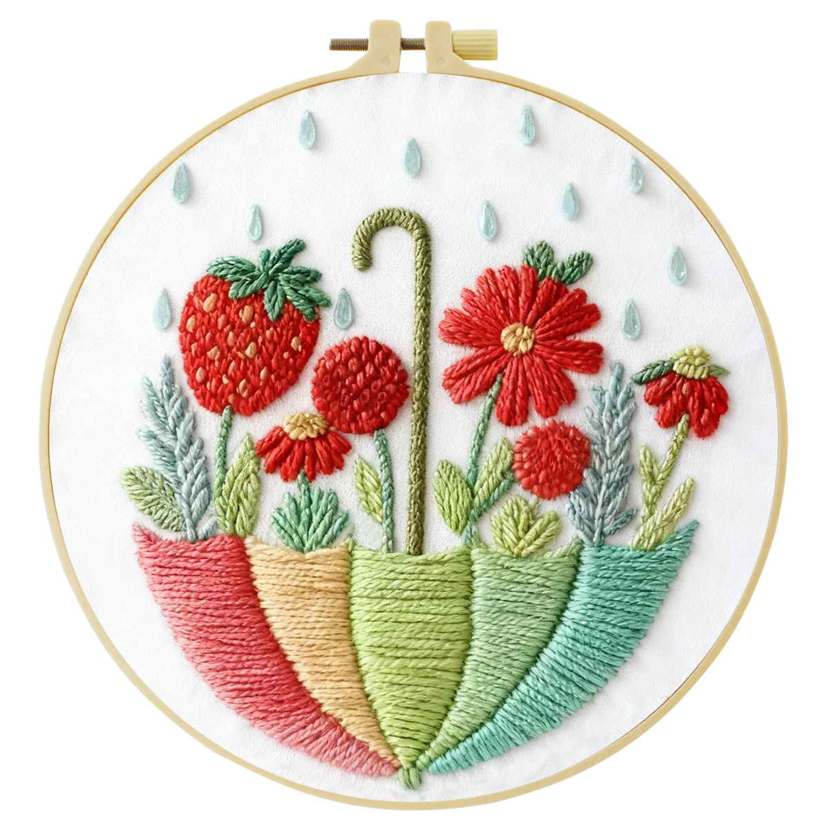 1 Stück 20X20CM/15X15CM 7,87/6,3 Zoll Blumen-Stickerei-Starter-Kit DIY-Kit DIY-Stickerei-Set für Anfänger – Detail 2