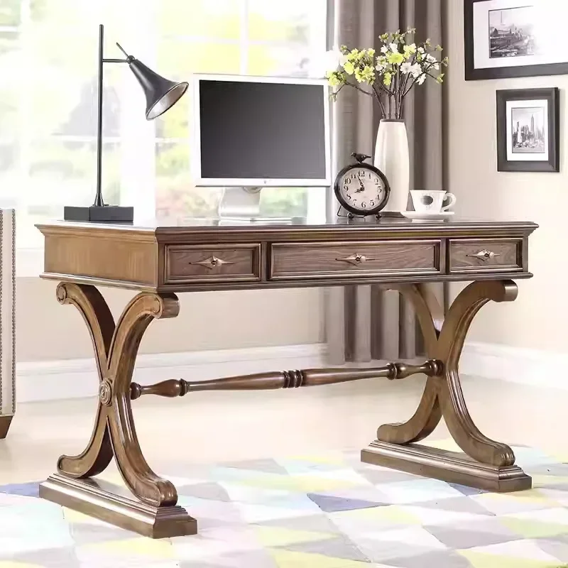 American country solid wood desk and chair combination European computer new office desk