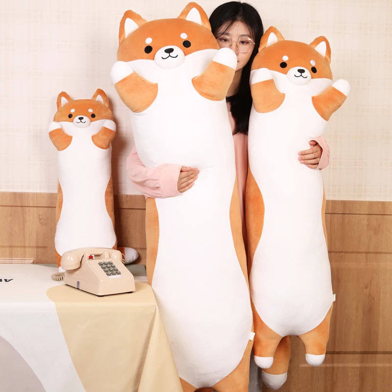 Big Soft Animal Shiba Inu Plush Doll Pillow Soft Dog Plush Toys Long Pillow for Boys Girls Birthday Gift 51inch 130cm DY10030