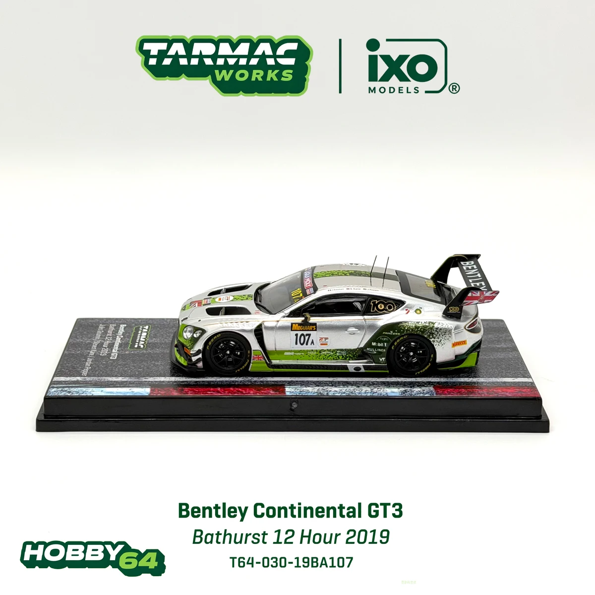 Tarmac Works 1:64 Bentley Continental GT3 #107 Bathurst 12 Hour 2019 Australian Endurance Race Car T64-030-19BA107 Diecast Model