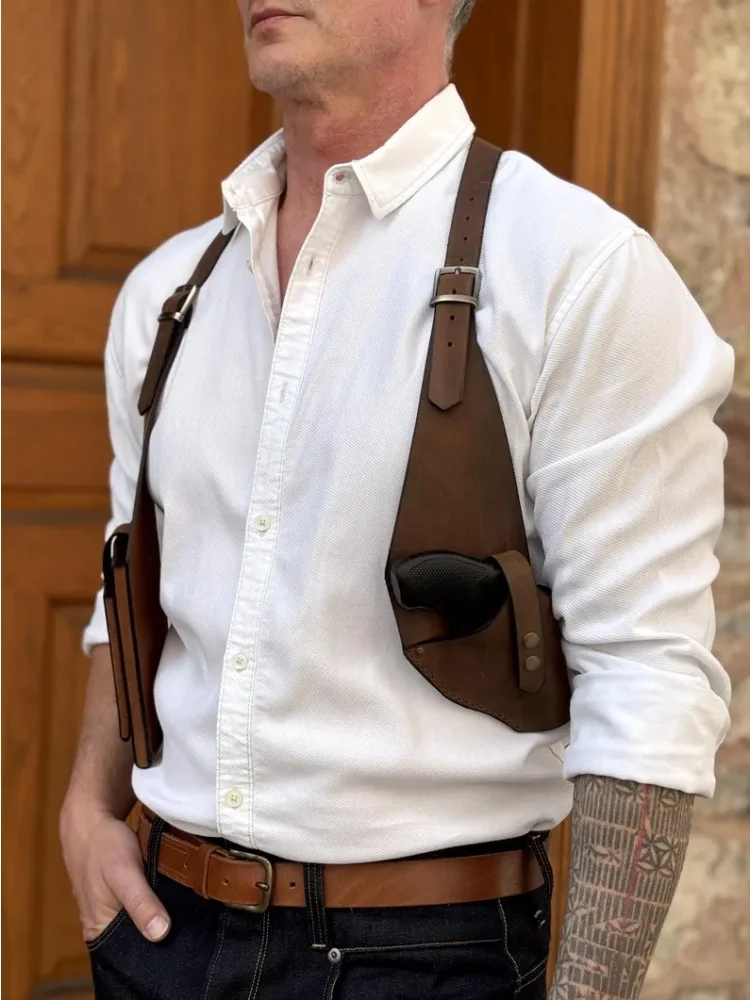 Retro Steampunk Western Cowboy Pistol Holster Chest Bag Gunman Cosplay Case Pocket Costume Gun Waist Bags Outdoor Handbag Wallet
