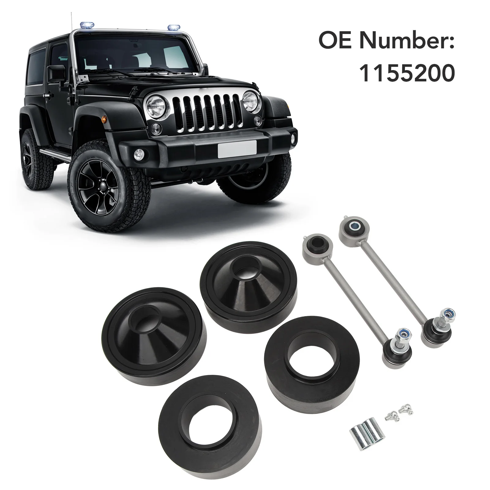 Strut Spacers Leveling Kits 1155200 Suspension  Set with Pull Rod for Wrangler JK 2007 to 2018 Leveling Kit for Wrangler JK