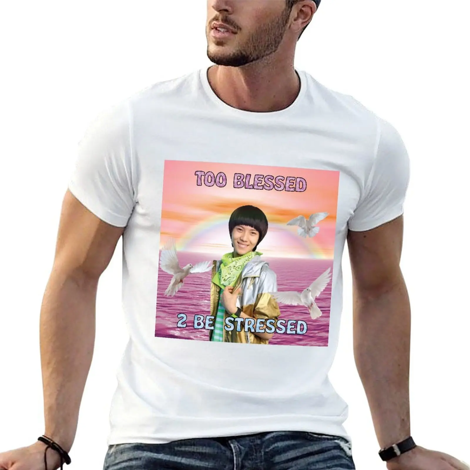 2 blessed 2 be stressed T-Shirt funny t shirts cotton men t shirt cotton 100% t shirts for man graphic funny T-shirt