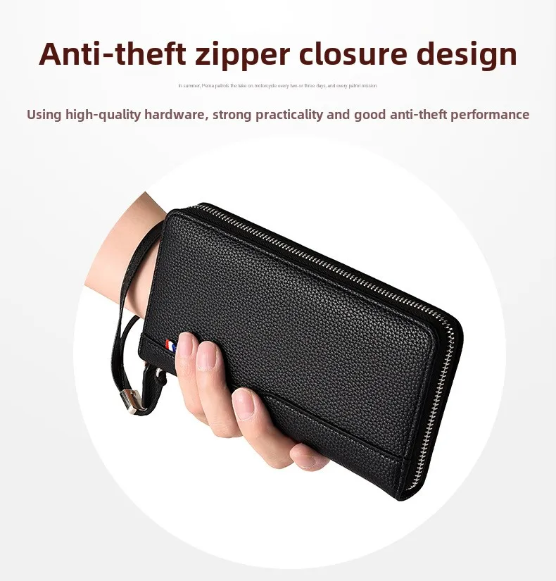 Mode männer Brieftasche Lange Zip Karte Halter Business Casual Geldbörse Für Jugend Koreanischen Stil Multi-Tasche Schlanke Handtasche – Detail 7