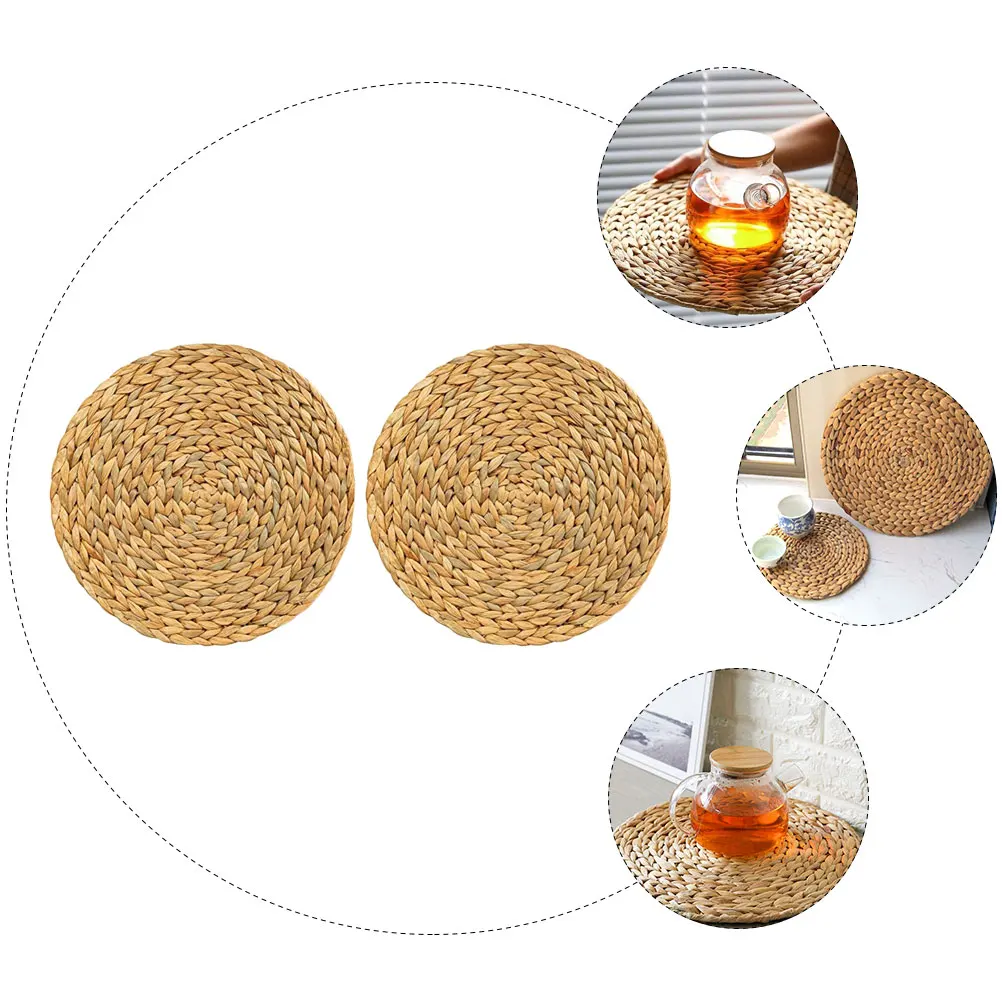 

2pcs Pot Mats Woven Placemats Anti Scald Heat Insulation Teapot Coasters Table nament Round Smooth Surface Long Lasting