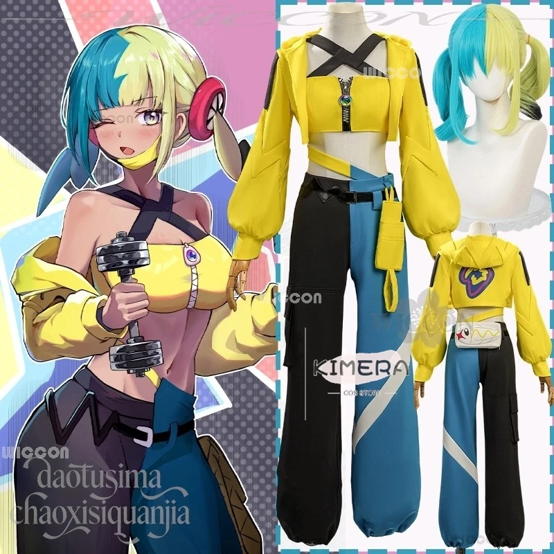 

Аниме для взрослых, японский Jirai Kei для девочек, Y2K, модная желтая укороченная куртка в стиле панк, черные, синие аксессуары с цветными блоками