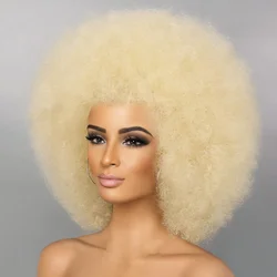 Parrucche Afro Puff per donne nere parrucca Afro sintetica parrucca rimbalzante resistente al calore dall'aspetto naturale marrone per l'uso quotidiano della festa