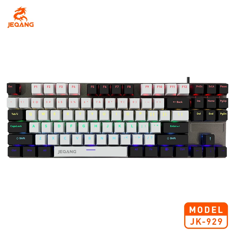 لوحة مفاتيح ميكانيكية مقاومة للماء JEQANG JK-929، مفتاح كامل بدون ثقب، 8 مجموعات من أوضاع الألعاب، لوحة مفاتيح مخصصة لإضاءة الألعاب