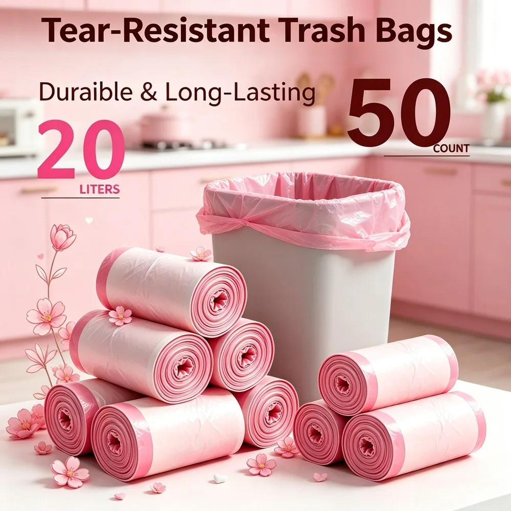 200PCS 5 Gallon Drawstring Trash Bags Medium Heavy-Duty Leak-Proof Tear-Resistant Kitchen Bathroom Home Office Garbage Bag Liners