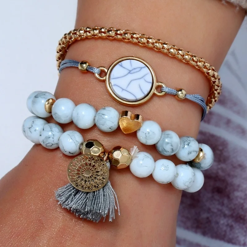 New Multi-layer Bracelet Set Beaded Bohemian Bracelet 4-piece Set Fashion Woman
