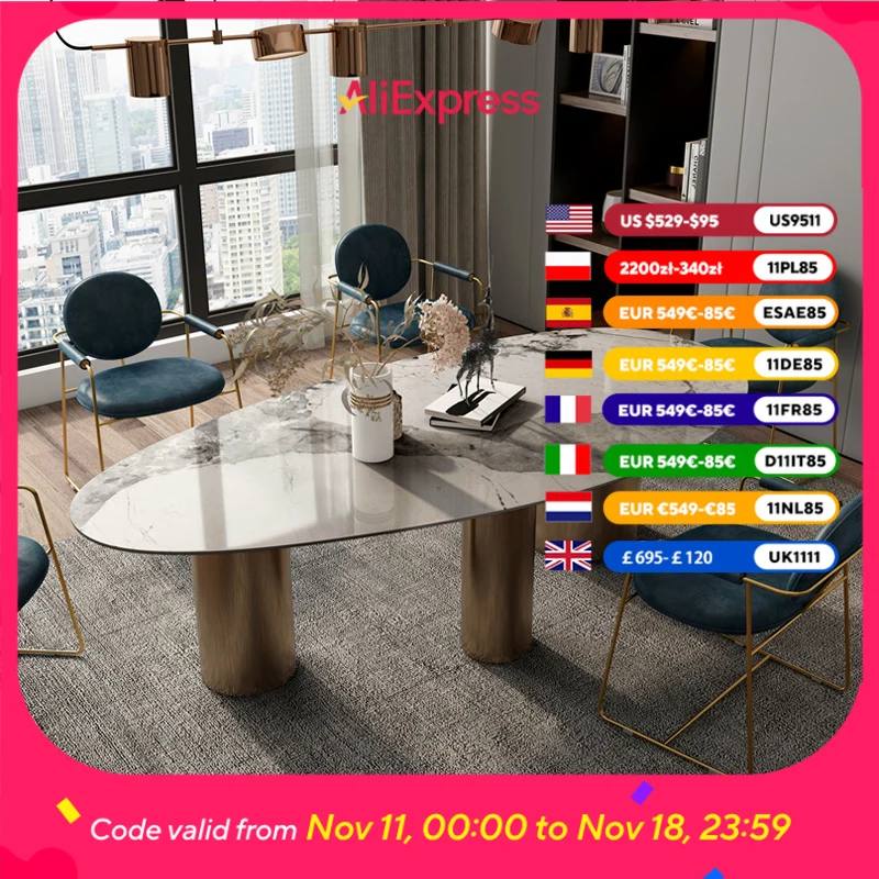 

Nordic Oval Dining Tables Restaurant Stainless Salon Living Room Dining Tables Luxury Modern Table A Manger Furniture Home