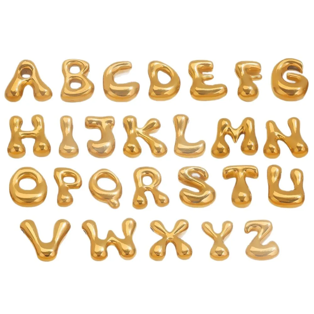 

Right Road New Designed 100 Pcs/pack Stainless Steel Bubble Letter Through-hole Pendant DIY Jewelry Accessories Wholesale