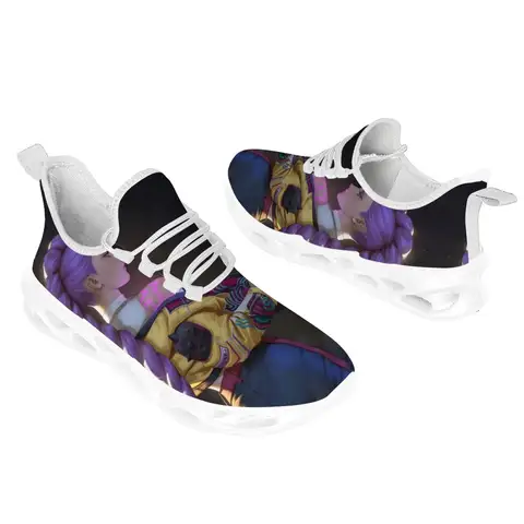 Custom-printed Witch Hunter Team Round-head Flying Woven Neon Pattern Lightweight Flying Woven Lace-up Casual Sports Shoes