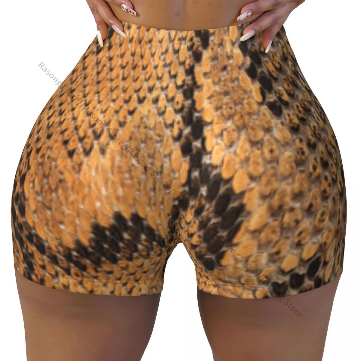 Yoga Shorts Python Snake Skin Background Women Biker Tight Elastic Workout Sports Leggings Sportswear