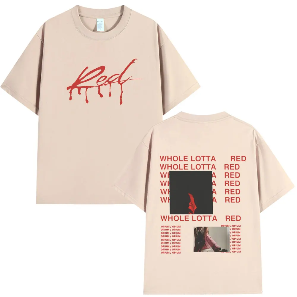 Rapper Playboi Carti T Shirt Album Whole Lotta Red Opium Merch T Shirts Men Women Fashion Hip Hop Oversized T-shirt Streetwear