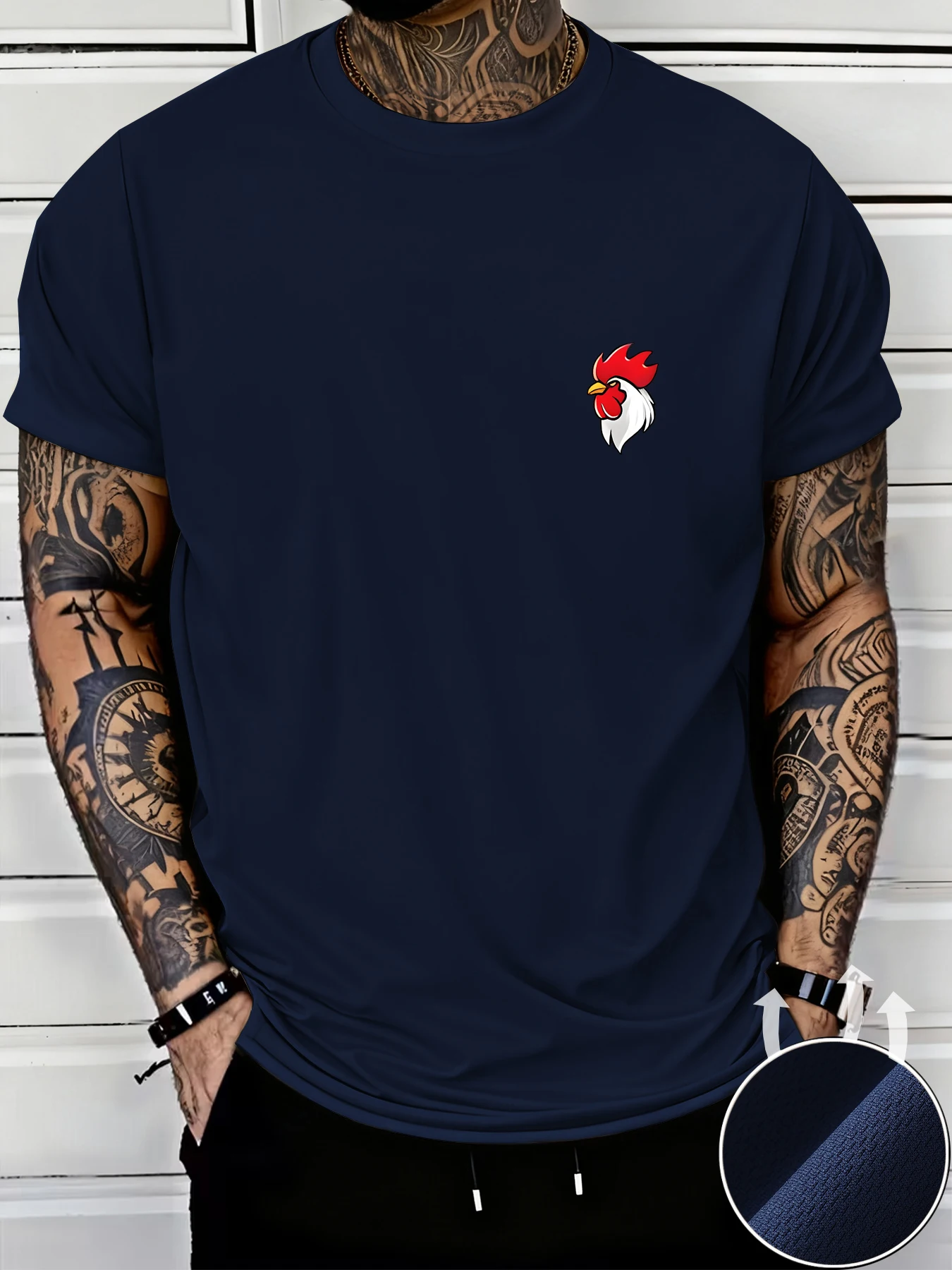 

Men's Summer Comfort Round-neck Short-Sleeved T-shirt - Lightweight Breathable Fabric - Chicken Print T-shirt - Casual Shirt