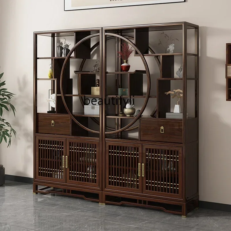 

YH3 Ebony Bogu frame Tea room Side cabinet Storage display Corner cabinet Partition bookshelf