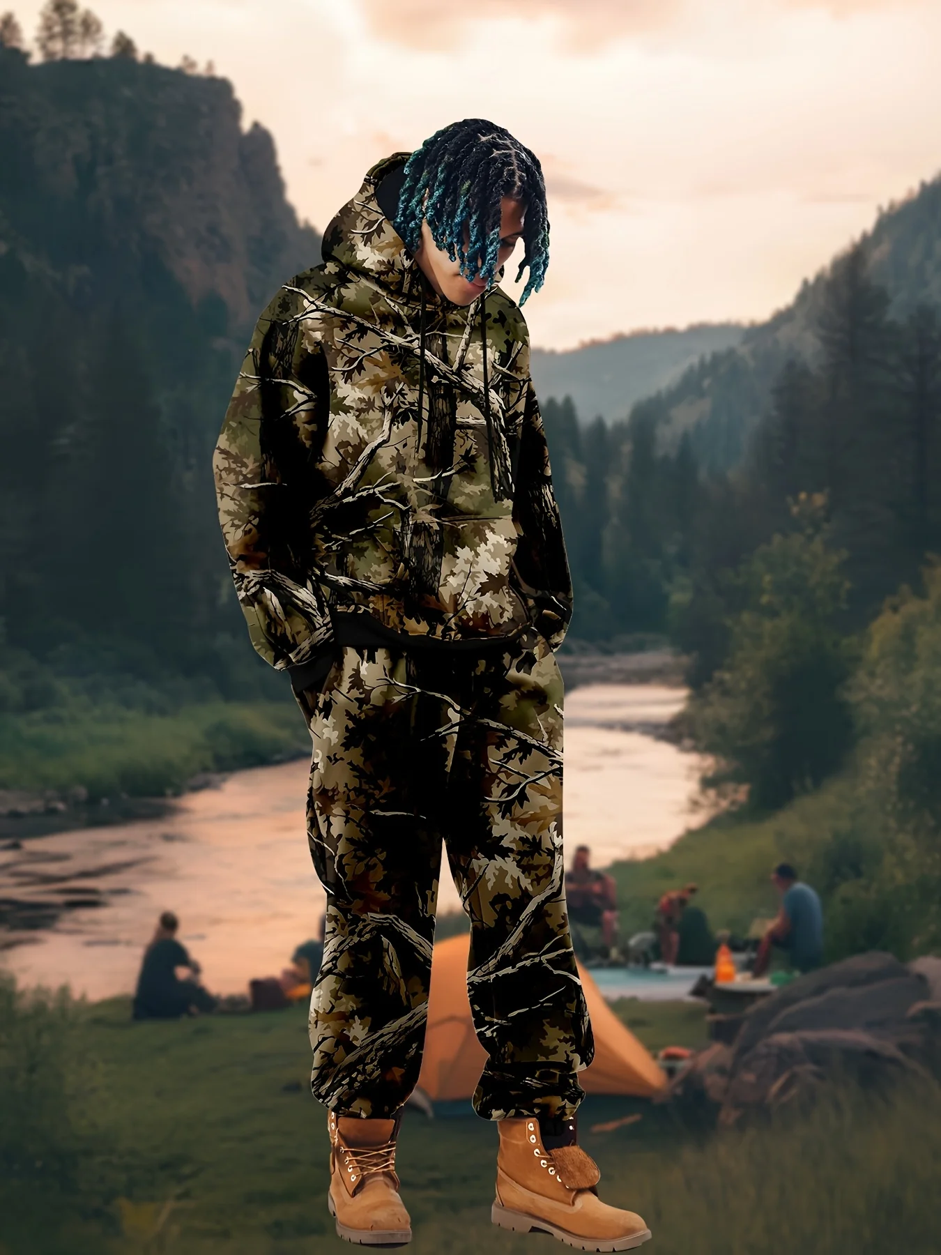 

2025/26 Latest Autumn/Winter American Street Y2K Hip Hop Hoodie Set Trendy Men's 3D Large Adult Hoodie Waist Pants