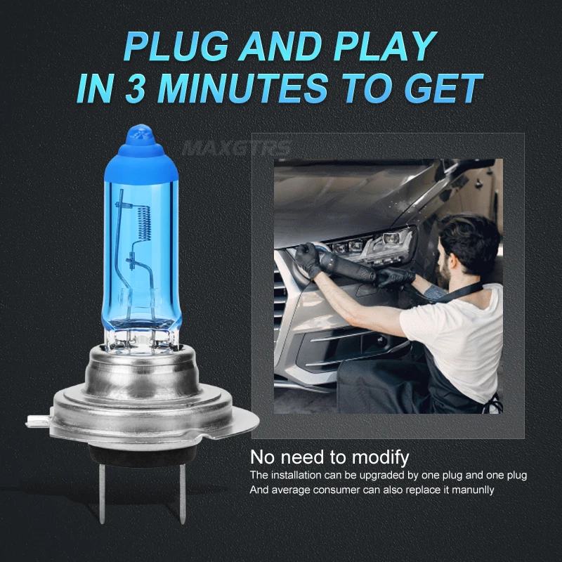 2x 100W H1 H4 H7 H8 H11 9005 HB3 9006 HB4 H27 880 881 886 899 HeadLight Lamp 5000K Xtreme Blue 12V Car Halogen Light Fog Bulb